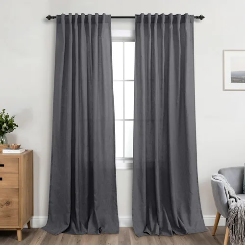 Vista 104 de KOUFALL Juego de 2 paneles de cortinas de 72 pulgadas de largo para sala de estar, cortinas de lino transparente filtrantes de luz de 72 pulgadas