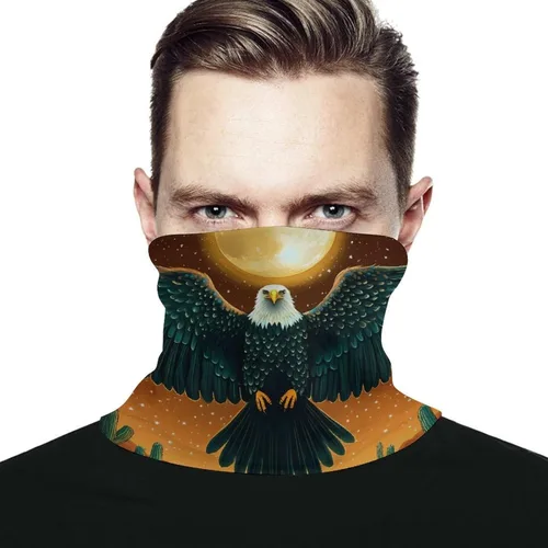 Ea-gles Sun And Desert Neck Gaiter Windproof Face Mask Scarf Warmth Breathable Bandana for Men Women
