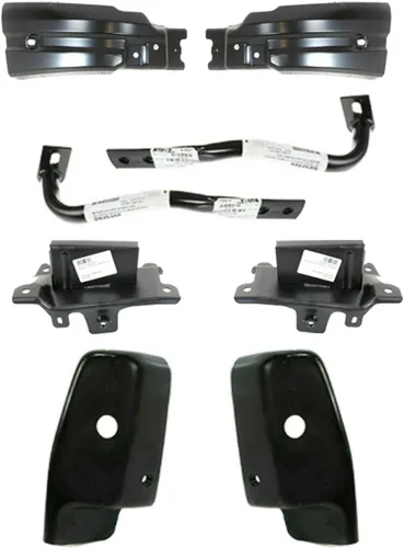 Vista 7 de US AUTO PARTS PLUS Nuevo parachoques delantero cromado + cenefa + extensión texturizada + tapas de extremo + soporte de montaje + soportes