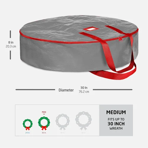 Vista 6 de ZOBER - Contenedor de almacenamiento para coronas de Navidad de 30 pulgadas - Bolsa para coronas de Navidad para cajas de coronas artificiales