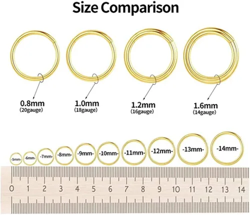 Vista 4 de Aretes de aro de acero quirúrgico 316L para nariz aro de septum clicker con bisagras anillo de labio pendiente de perforación para cartílago