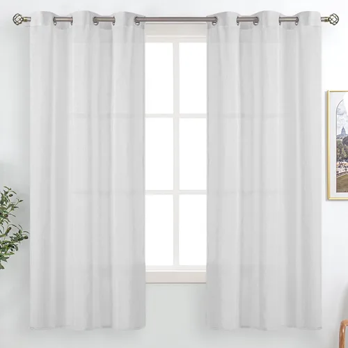 Vista 38 de BGment Cortinas cortas de lino transparente de 40 pulgadas para cafetería, con ojales, filtrado de luz, semitransparentes para ventanas pequeñas