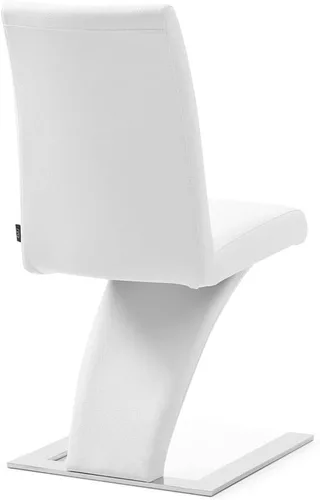 Vista 5 de ZURI Muebles Silla de comedor Mesa moderna en cuero sintético blanco y acero inoxidable