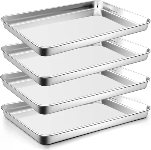 Vista 9 de P&P CHEF Bandeja para Hornear Galletas de 9 Pulgadas, Bandeja de Horno de Acero Inoxidable para Cocina, Utensilios de Horno para Múltiples Usos