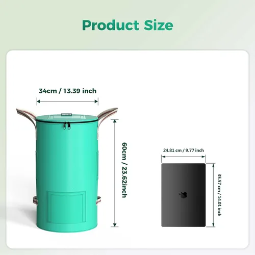 Vista 2 de Bolsa reutilizable para jardín y residuos de patio – 54.5 litros Bolso transpirable y engrosado reutilizable para césped, con 4 asas para fácil