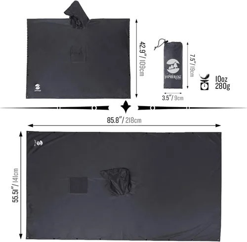 Vista 6 de Impermeable con capucha estilo poncho, para hombres y mujeres