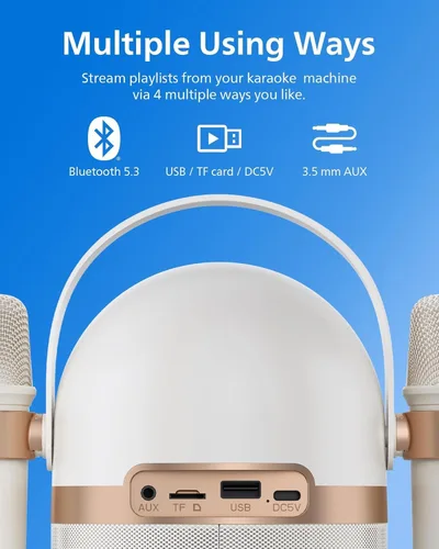 Vista 6 de PHILIPS S2508 Máquina de karaoke portátil, altavoz Bluetooth para fiestas con 2 micrófonos de karaoke, batería de 7 h, modos de luz multicolor