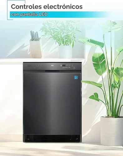 Vista 5 de BLACK+DECKER Lavavajillas empotrado de 24 pulgadas, capacidad para 12 cubiertos con tina de acero inoxidable, lavavajillas con 6 programas