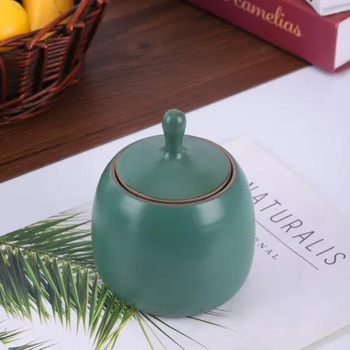 Vista 2 de Recipientes de cocina, tarro vintage de cerámica para almacenamiento de alimentos con tapa hermética para té, café, hierbas, azúcar, especias, Verde