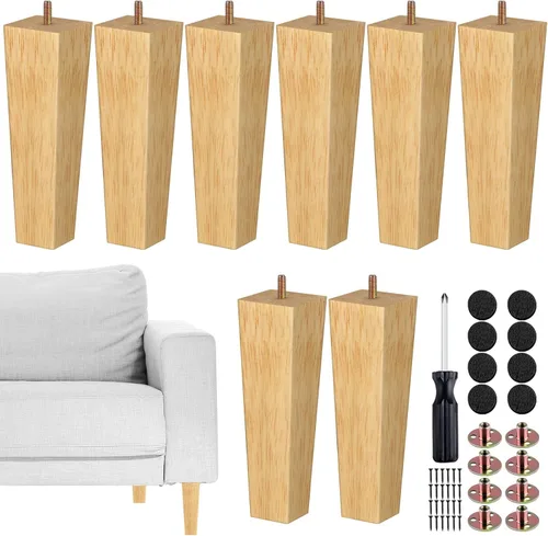 Vista 16 de TURSTIN Juego de 8 patas cuadradas de madera maciza de 3 pulgadas para sofá, patas de repuesto para sofá, patas de muebles de mediados de siglo