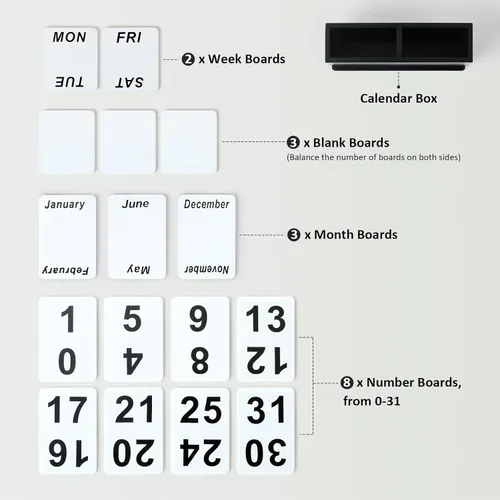 Vista 4 de Calendario Perpetuo de Bloques de Madera para Escritorio, Calendario Diario de Escritorio de Pie y Voltear con Gran Pantalla, Accesorios