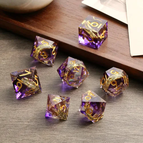 Vista 17 de DNDND Dados de Resina Ojo DND de Borde Afilado Dado de D&D con Estuche de Regalo para Juego de Dungeons and Dragons (Ojo de Dragón Verde)