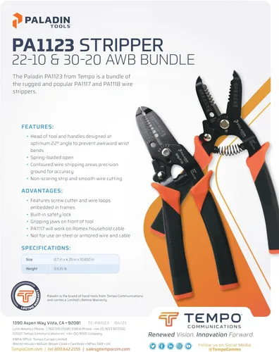 Vista 2 de Paladin Tools PA1123 - Paquete de pelacables, 22-10 AWG y 30-20 AWG (anteriormente Greenlee Communications) (el color puede variar)