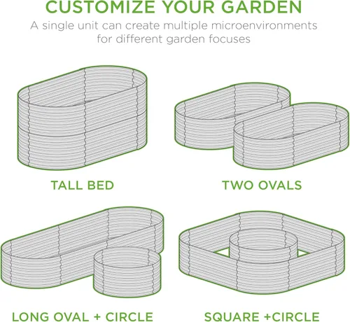 Vista 2 de Best Choice Products Cama de jardín elevada ovalada de metal de 63 pulgadas, maceta personalizable para exteriores, diseño apilable para jardinería