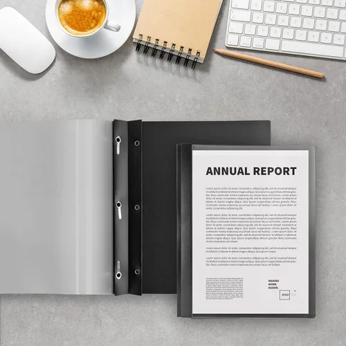 Vista 8 de Binditek Paquete de 10 portadas de informes frontales transparentes resistentes con 3 puntas, capacidad para 100 hojas, carpeta de informes