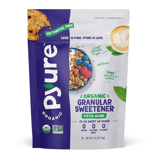 Pyure Mezcla Orgánica de Stevia | Sustituto de Azúcar Granulado con Cero Calorías y Carbohidratos | Apto para Keto, Diabéticos y Veganos |