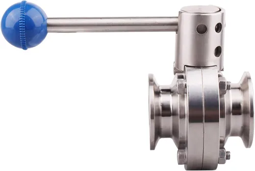 Vista 5 de DERNORD Válvula de mariposa sanitaria con mango de acero inoxidable 304 Tri Clamp Trébol (1 pulgada)