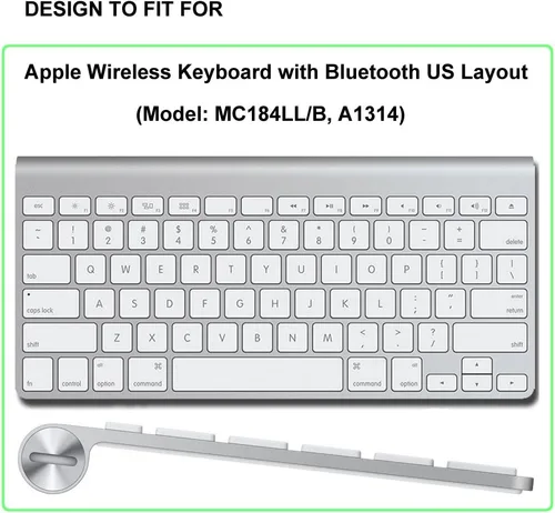 Vista 2 de ProElife Funda protectora de teclado de silicona ultrafina para teclado inalámbrico Apple con Bluetooth MC184LL/B (modelo A1314, diseño de EE. UU.)