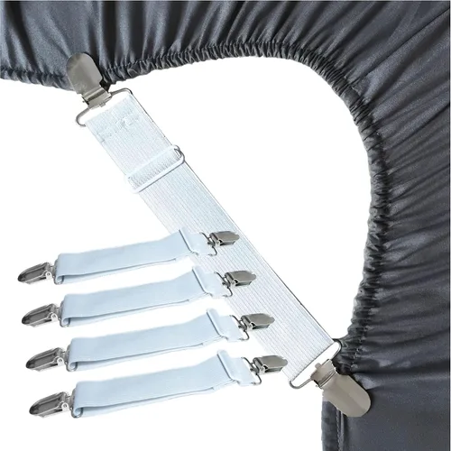 RayTour Correas para sábanas Soporte para sábanas para esquinas, clips de tirantes, clips de soporte de sábana ajustable, sujetadores de ligas,