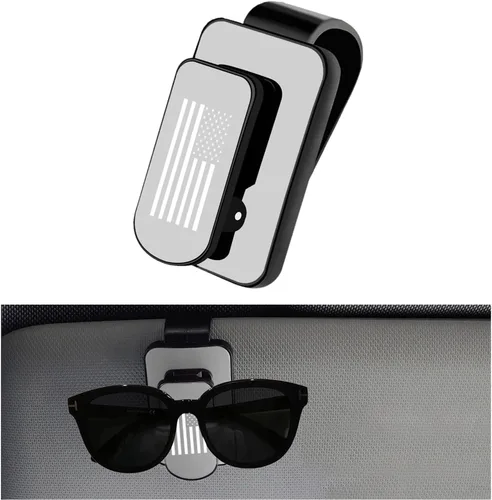 Vista 8 de Kewucn Soporte para Gafas de Sol para Visera de Coche, Soporte de Metal para Visera Automática con Estilo de Bandera de EE. UU., Clip Multifuncional