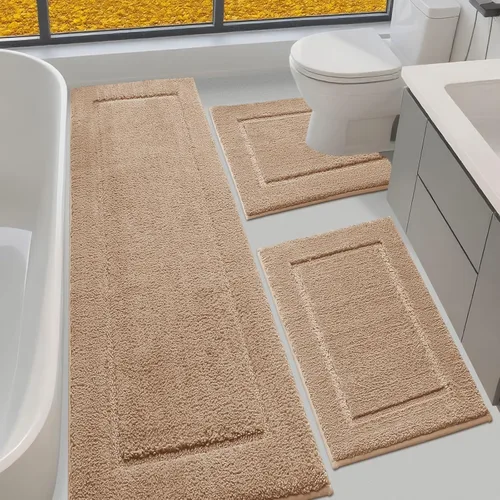Vista 39 de Alfombras de baño de 24 x 17 pulgadas, microfibra extra suave y absorbente, parte trasera antideslizante, secado rápido, lavable a máquina, tapetes