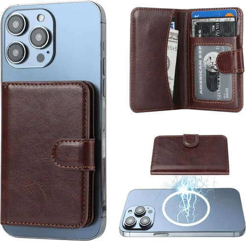 Vista 21 de Bocasal Cartera Magnética para MagSafe, Soporte Magnético para Tarjetas con Bloqueo RFID de Cuero, para iPhone 16/15/14/13/12 Pro/Max/Plus, Cartera