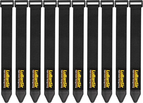 Vista 13 de LuBanSir Correas de cincha, 2 x 12 pulgadas (paquete de 8) correas elásticas de almacenamiento de gancho y bucle para cable de extensión, cable
