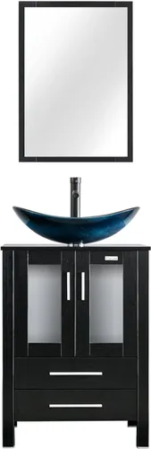 Vista 40 de eclife Tocador de Baño Moderno de 24" Combo Lavabo Gabinete Independiente con Puerta de Cierre Suave, Sin Lavabo de Recipiente, Grifo, Desagüe