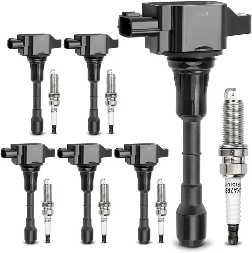 Vista 13 de Paquetes de bobinas de encendido UF549 y bujía doble de iridio 9029 compatibles con 2007-2019 Nissan Altima Versa Sentra Rogue Cube NV200 Pathfinder