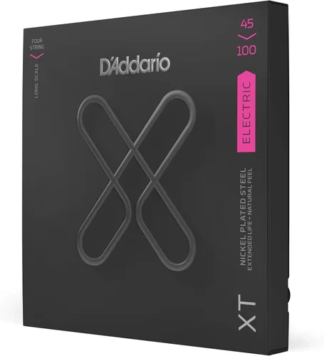 D'Addario Cuerdas para Guitarra Bajo, XT Recubiertas Eléctricas, XTB45100, Juego Regular Ligero 45-100, 4 Cuerdas, Paquete de 1