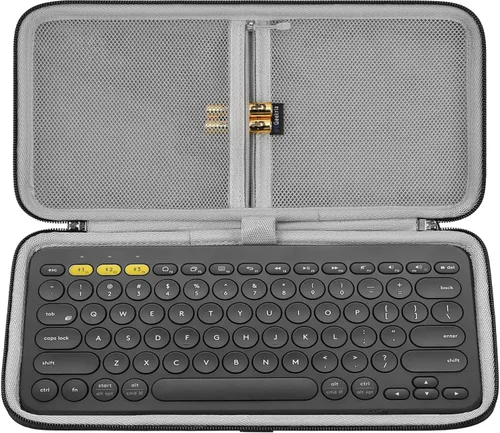 Vista 8 de Geekria Funda de transporte para teclado, funda protectora de viaje rígida para teclado compacto pequeño, compatible con Logitech K380, Logitech