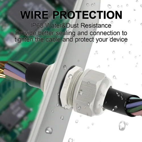 Vista 29 de LeMotech Paquete de 5 prensaestopas NPT de 1-1/4 pulgadas, impermeables, ajustables, conectores de cable de 0.945-1.260 in, juntas de nailon negro