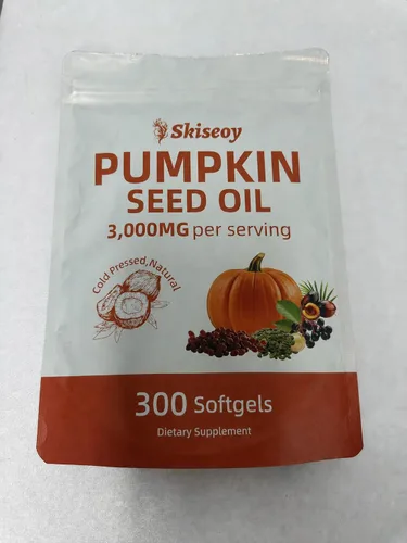 Aceite de semilla de calabaza con palma enana americana, 300 cápsulas blandas de 3000 mg prensado en frío y aceite virgen puro, apoya la salud del