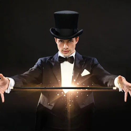 Vista 7 de Magic Show - Bastón teatral, bastón negro de los años 20, accesorios para disfraz de Halloween, bastones de baile de plástico con gorras blancas