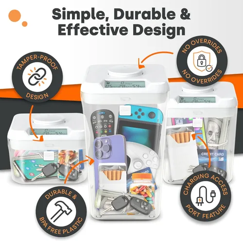 Vista 3 de Recipiente temporizador: unidades completas Kitchen Safe., blanco, transparente (White Lid + Clear Base)