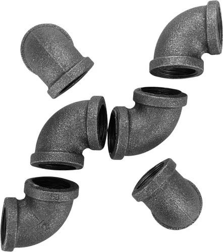 Vista 2 de CBTONE - Paquete de 10 codos de tubo de 1/2 pulgada, codo de hierro fundido negro para decoración de tuberías con orificio roscado para tuberías