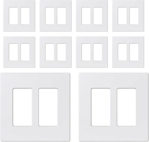 Vista 21 de ELEGRP - Placas de pared decorativas sin tornillos de 1 banda, tamaño mediano, cubierta de termoplástico irrompible para interruptor de toma de Negro