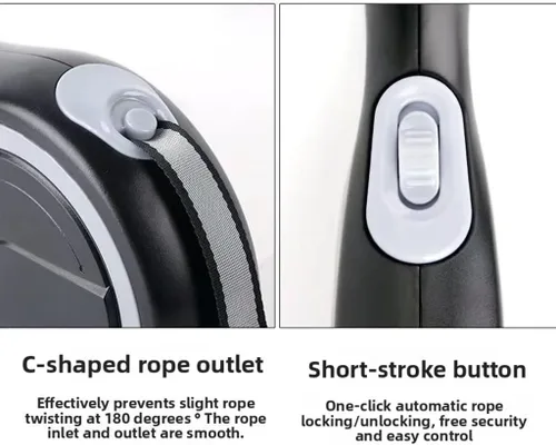 Vista 4 de 26ft Retractable Dog Leash - Heavy Duty Nylon Reflective Pet Lead, Tangle Free One-Hand Brake, Waterproof Durable Outdoor Daily Use Safety Walking