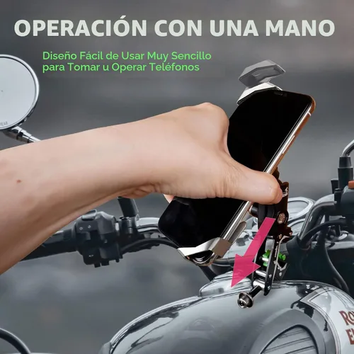 Vista 6 de Soporte para teléfono de motocicleta, soporte para teléfono móvil, base de abrazadera para manillar de motocicleta, ajustable, estable, brazo