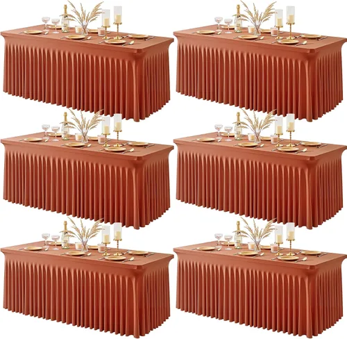 Vista 46 de Paquete de 1 manteles azul bebé para mesas rectangulares de 4 pies, cubiertas de mesa de spandex elástico de una pieza resistentes a las arrugas