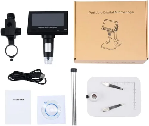 Vista 4 de Hemobllo Microscopio digital con soporte ajustable brillo aumento LED soporta idiomas para reparación y aprendizaje de placas de identificación