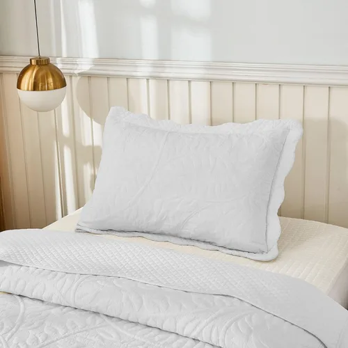 Vista 8 de MarCielo Juego de ropa de cama de 3 piezas, 100 % algodón, juego de colcha de gran tamaño, ligero y bordado, estilo rústico, T0