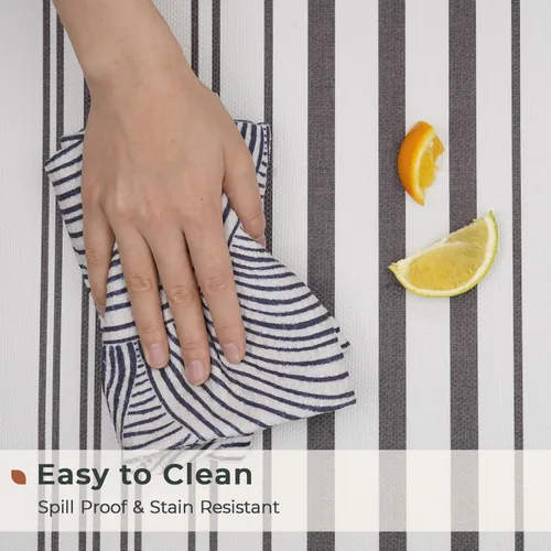 Vista 4 de FRESHMINT Farmhouse - Juego de 2 tapetes de cocina antifatiga a rayas, acolchados de espuma para piso, tapete cómodo antideslizante impermeable