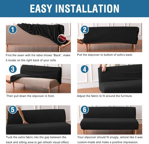 Vista 5 de H.VERSAILTEX - Funda elástica para sofá o cama, licra de alto elastano, lavable a máquina, tela Jacquard para sofá, futón