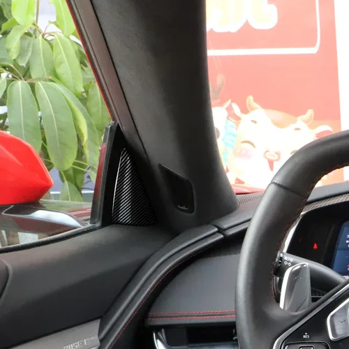Vista 4 de ITrims Para Chevrolet Corvette C8 2020 2021 2022 2023 Accesorios de coche Una cubierta de pilar triangular Car Styling Decoración Pegatina ABS Fibra
