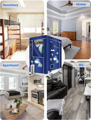 Vista 6 de Secadora de Ropa Portátil, Secadora de Ropa de 110V -1600W, Perchero de Ropa Plegable de 67 Pulgadas -3 Niveles, Secadora Portátil de Ahorro