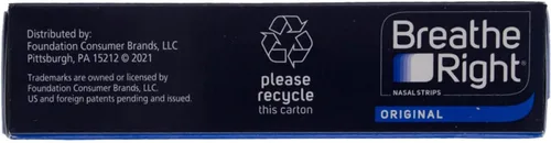 Vista 3 de Breathe Right Tiras nasales para dejar de roncar, sin drogas, bronceado original grande, 30 unidades, 2 paquetes