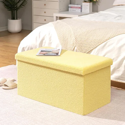 Vista 197 de PINPLUS Otomanas otomanas de almacenamiento con forma cuadrada con reposapiés de almacenamiento para sala de estar, asiento otomano Boucle para Gris