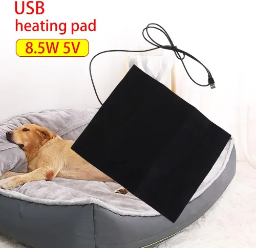 Vista 5 de Vctitil 1 almohadilla térmica USB para mascotas 5 V almohadilla térmica de invierno 3 velocidades control de temperatura alfombra de asiento perro