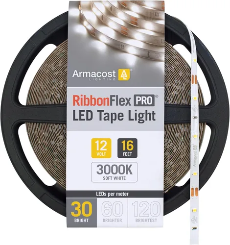 Vista 40 de Armacost Lighting RibbonFlex Pro 133230 - Tira de luces LED blancas de 12 V, 120 LED/m, 2700K, 16.4 pies